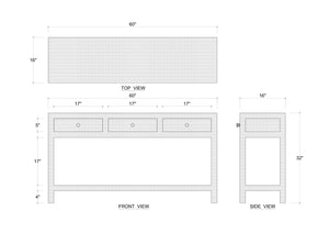 Kagu Console Table w/ Rattan-Blue Hand Home
