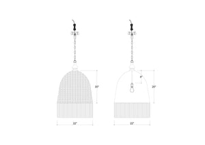 Verdon Small Knitted Pendant in Natural-Blue Hand Home