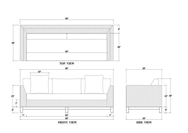 Aberdeen Sofa in Walnut w/ Thames French Yellow Performance Fabric-Blue Hand Home