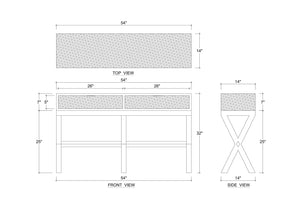 Renoir Console w/ Rattan-Blue Hand Home