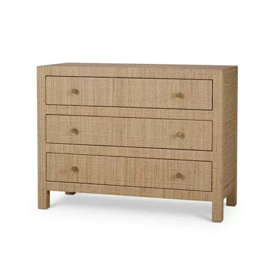 Kagu 3 Drawer Dresser Wrapped in Natural Rattan-Blue Hand Home