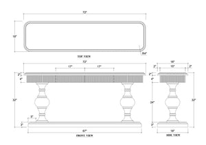 Kraton 2 Drawer Pedestal Console Table-Blue Hand Home