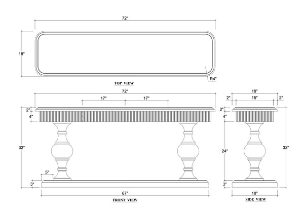 Kraton 2 Drawer Pedestal Console Table-Blue Hand Home