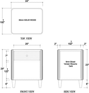 Lexington 1 Drawer Bedside Table w/ Rattan-Blue Hand Home