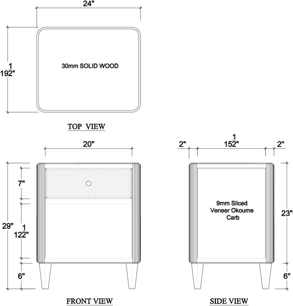 Lexington 1 Drawer Bedside Table w/ Rattan-Blue Hand Home