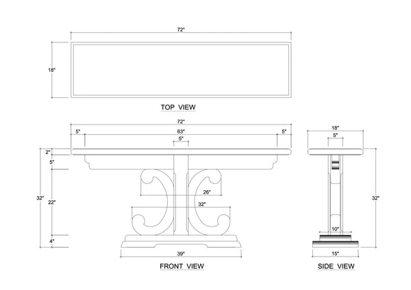 Fiona Pedestal Console Table-Blue Hand Home