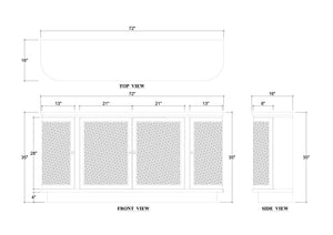 Dakota Oval 4 Door Sideboard w/ Rattan Panels-Blue Hand Home