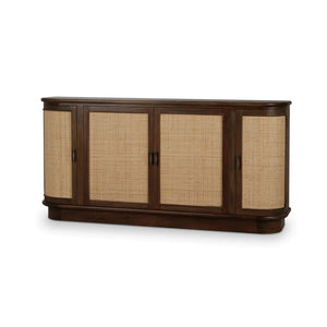 Dakota Oval 4 Door Sideboard w/ Rattan Panels-Blue Hand Home