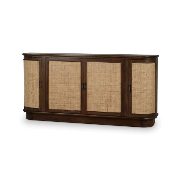 Dakota Oval 4 Door Sideboard w/ Rattan Panels-Blue Hand Home