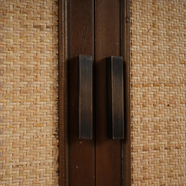 Dakota Oval 4 Door Sideboard w/ Rattan Panels-Blue Hand Home