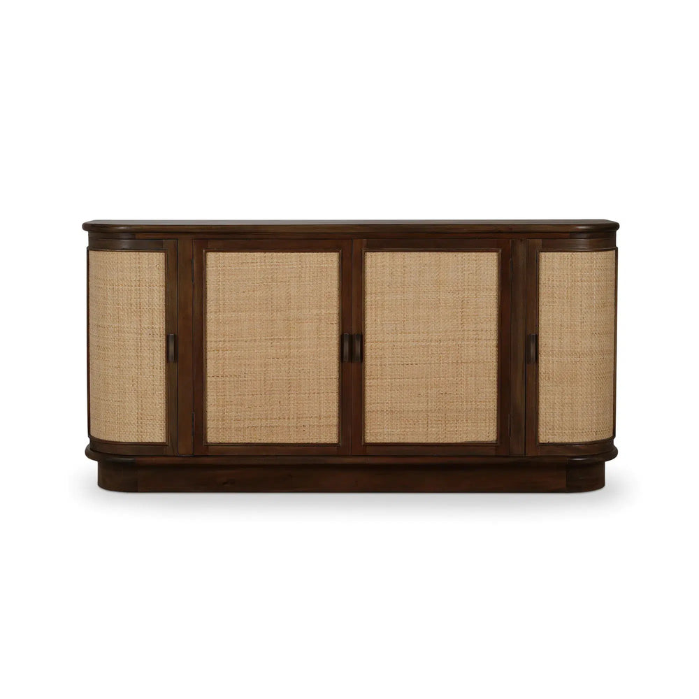 Dakota Oval 4 Door Sideboard w/ Rattan Panels-Blue Hand Home