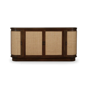 Dakota Oval 4 Door Sideboard w/ Rattan Panels-Blue Hand Home