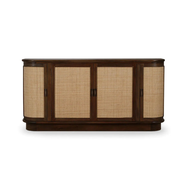 Dakota Oval 4 Door Sideboard w/ Rattan Panels-Blue Hand Home