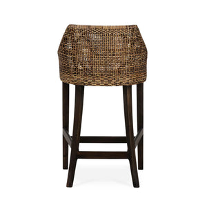 Savanah Barstool In Rattan Glaze w/ Arctic White Performance Seat Cushion-Blue Hand Home