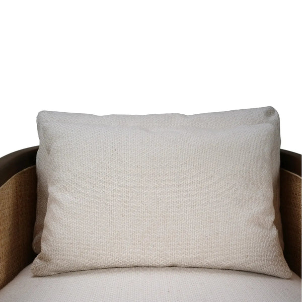 Willis Swivel Chair W/ Mahogany Frame In Straw Wash & Rattan Natural W/ Dinara Natural Performance Fabric-Blue Hand Home