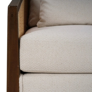 Willis Swivel Chair W/ Mahogany Frame In Straw Wash & Rattan Natural W/ Dinara Natural Performance Fabric-Blue Hand Home