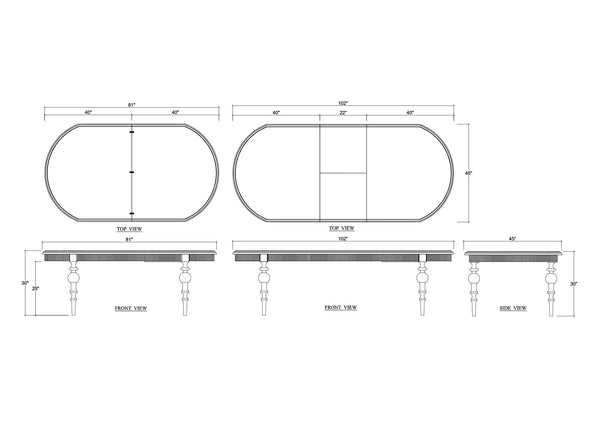 Kraton Extension Dining Table 80" extends to 102"-Blue Hand Home