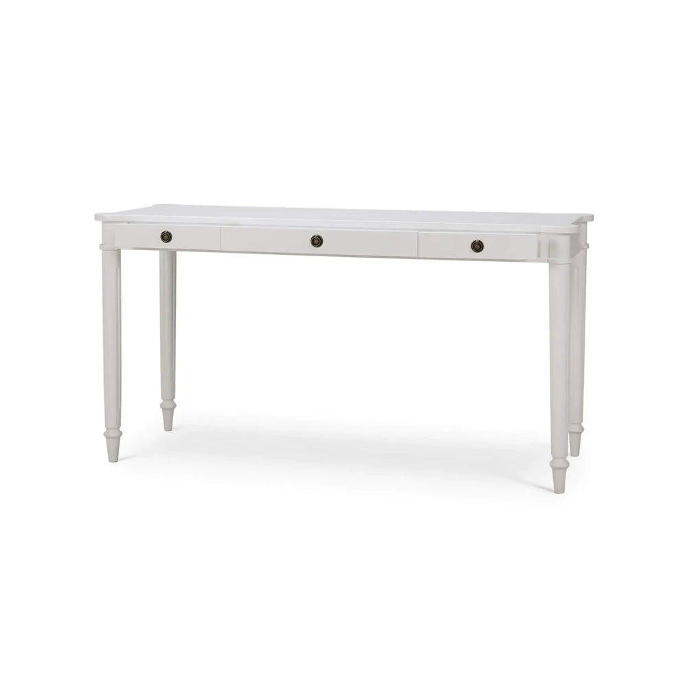 Kelly 3 Drawer Desk In True White-Blue Hand Home