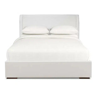 Luxor Upholstered Bed Queen in Artic White Performance Fabric-Blue Hand Home