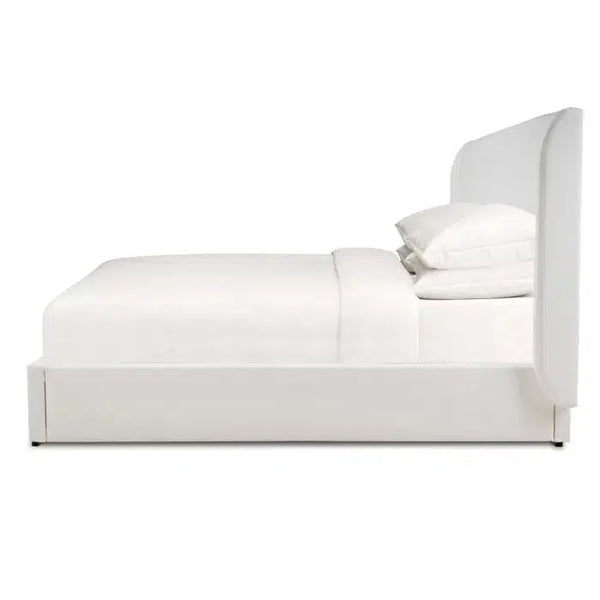 Luxor Upholstered Bed Queen in Artic White Performance Fabric-Blue Hand Home