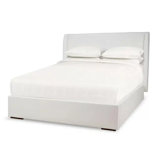 Luxor Upholstered Bed Queen in Artic White Performance Fabric-Blue Hand Home