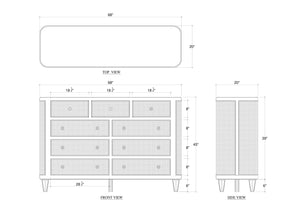 Lexington 9 Drawer Dresser w/ Rattan-Blue Hand Home