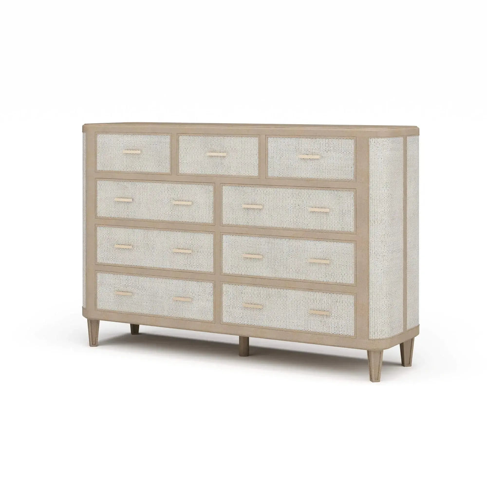 Lexington 9 Drawer Dresser w/ Rattan-Blue Hand Home