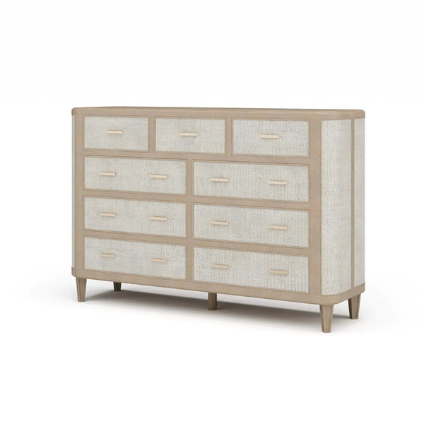 Lexington 9 Drawer Dresser w/ Rattan-Blue Hand Home