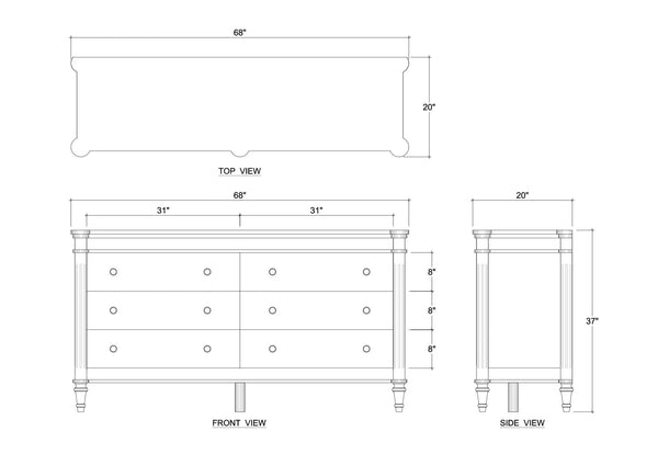 Kelly 6 Drawer Dresser-Blue Hand Home