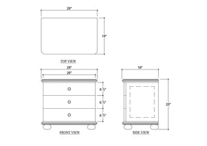 Luna 3 Drawer Bedside Table-Blue Hand Home