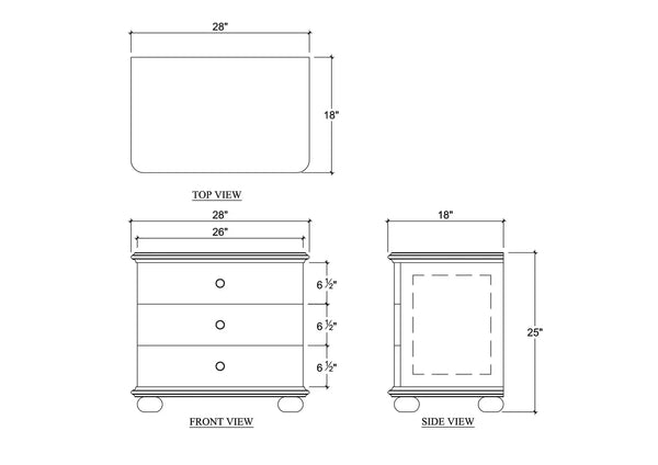 Luna 3 Drawer Bedside Table-Blue Hand Home