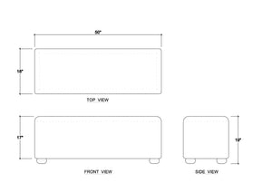 Luna Ottoman W/ Gray Munson Performance Fabric-Blue Hand Home