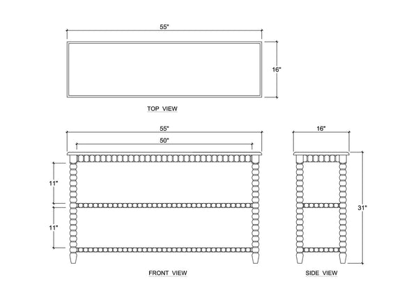 Cholet Console Table w/ Shelf-Blue Hand Home