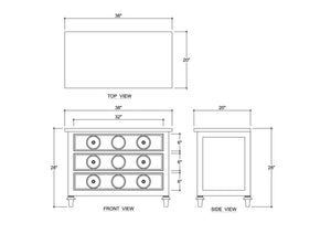 Laguna 3 Drawer Bedside Table-Blue Hand Home