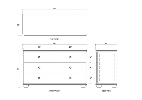 Luna 6 Drawer Dresser-Blue Hand Home