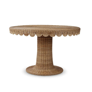 Scalloped Round Rattan Dining Table 48''-Blue Hand Home