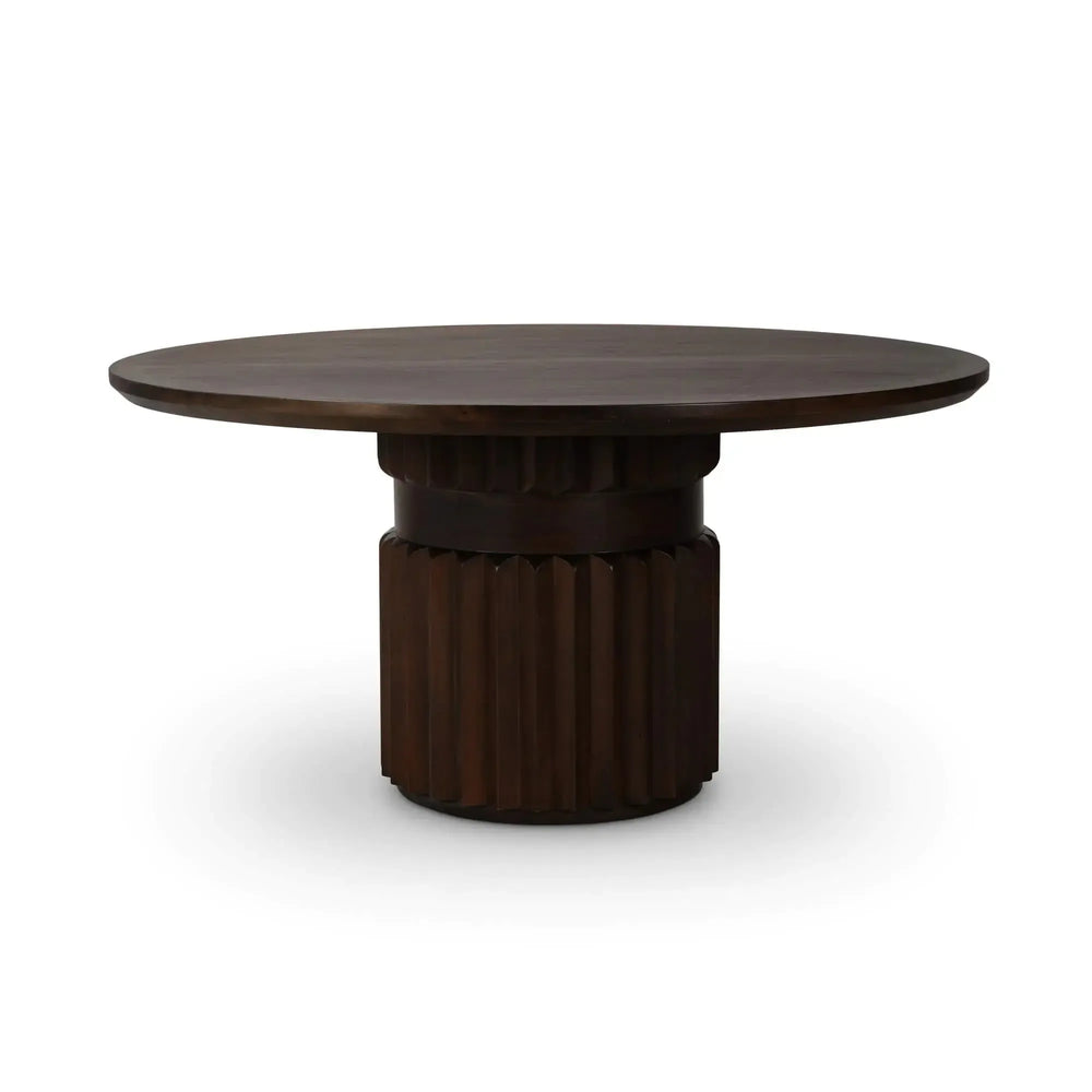 Colorado Round Dining Table 60'' In Walnut-Blue Hand Home