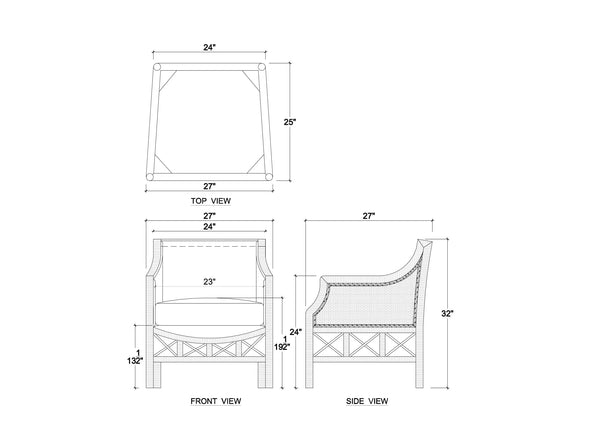Rabana Rattan Lounge Chair-Blue Hand Home