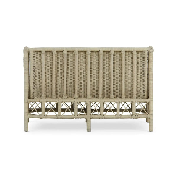 Rabana Rattan Loveseat in Natural Rattan w/ Whisper Word Fabric Cushion-Blue Hand Home
