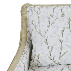 Rabana Rattan Loveseat in Natural Rattan w/ Whisper Word Fabric Cushion-Blue Hand Home