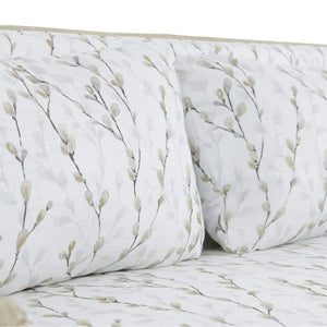 Rabana Rattan Loveseat in Natural Rattan w/ Whisper Word Fabric Cushion-Blue Hand Home