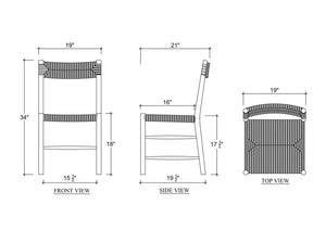 Lenox Dining Chair w/ Rush Seat in Matt Teak Brown-Blue Hand Home