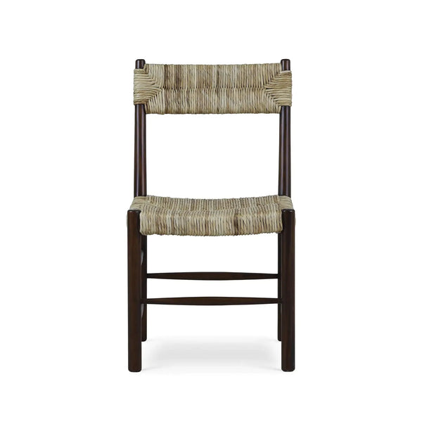 Lenox Dining Chair w/ Rush Seat in Matt Teak Brown-Blue Hand Home