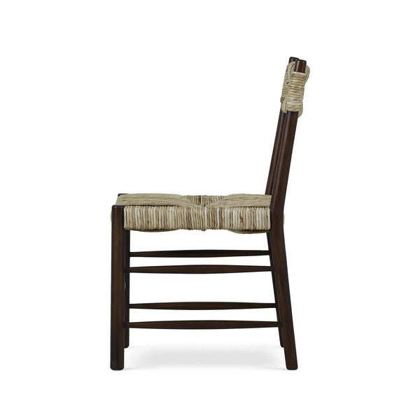 Lenox Dining Chair w/ Rush Seat in Matt Teak Brown-Blue Hand Home