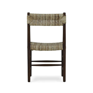 Lenox Dining Chair w/ Rush Seat in Matt Teak Brown-Blue Hand Home