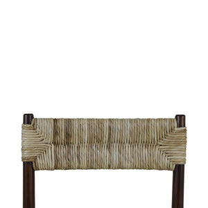 Lenox Dining Chair w/ Rush Seat in Matt Teak Brown-Blue Hand Home