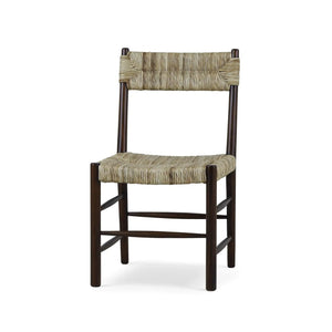 Lenox Dining Chair w/ Rush Seat in Matt Teak Brown-Blue Hand Home