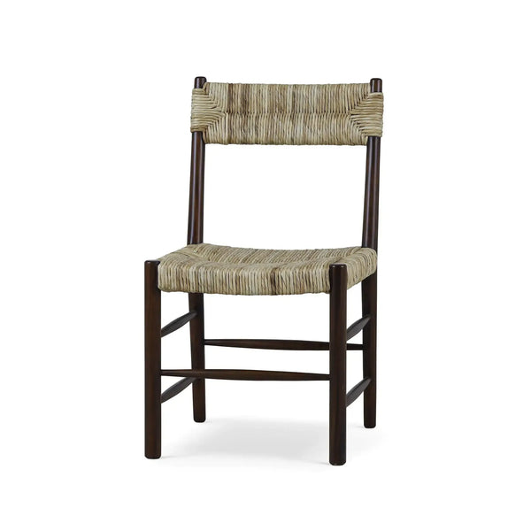 Lenox Dining Chair w/ Rush Seat in Matt Teak Brown-Blue Hand Home