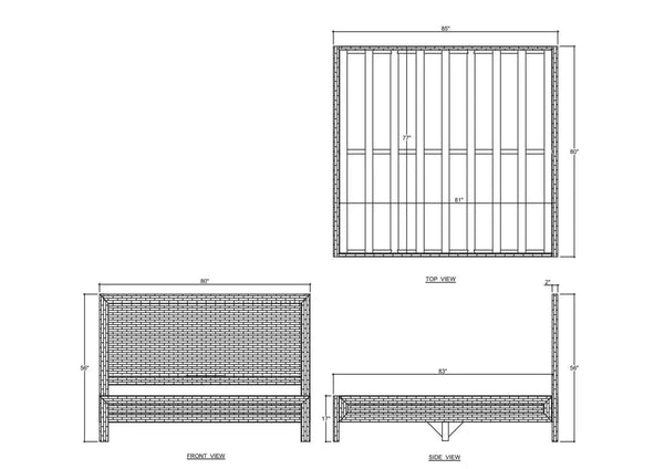 Kagu Rattan Bed King w/ Rattan Natural-Blue Hand Home