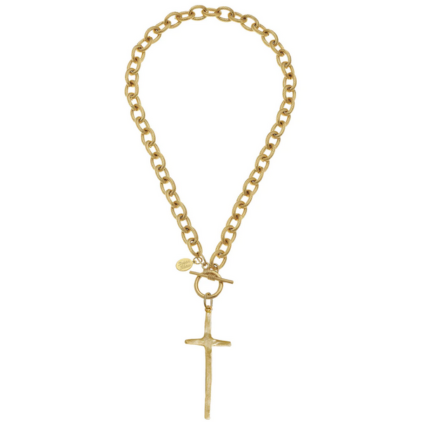 Tall Cross Toggle Necklace-Blue Hand Home